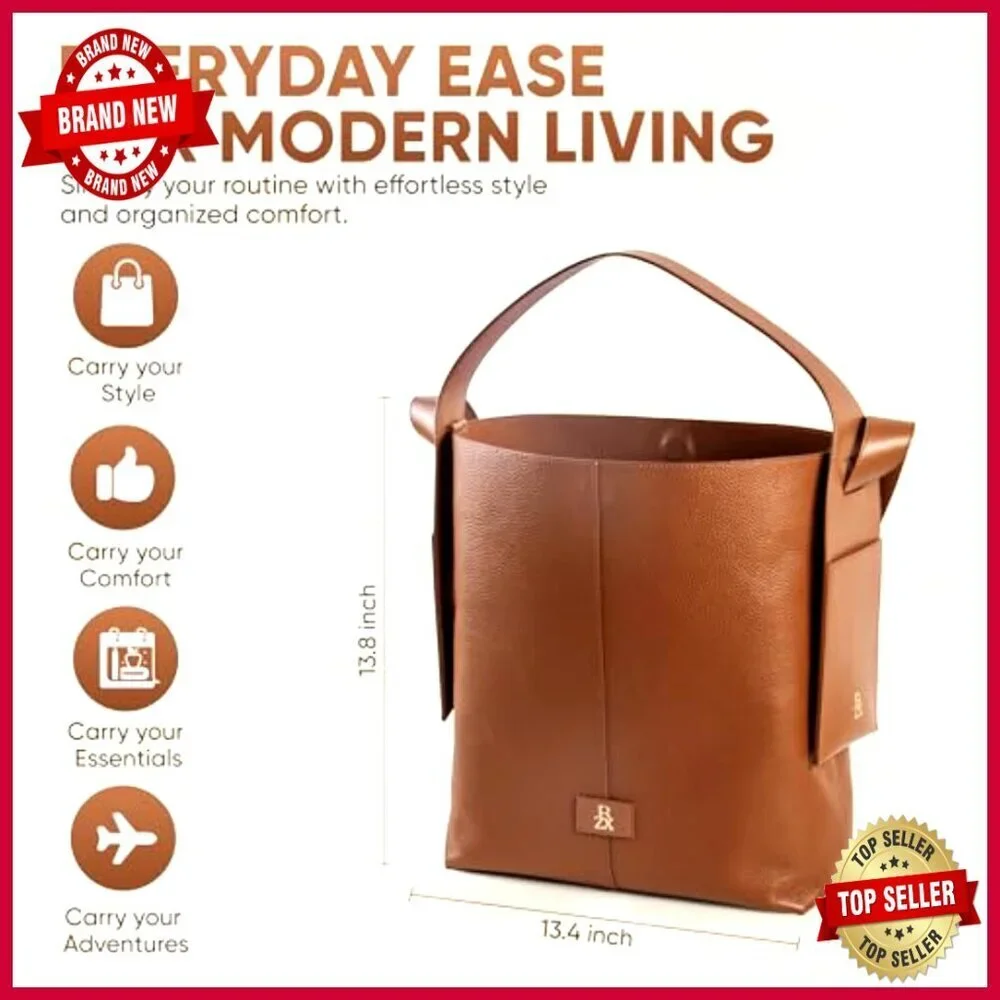 Large Genuine Leather Hobo Bag with Removable Organizer Insert